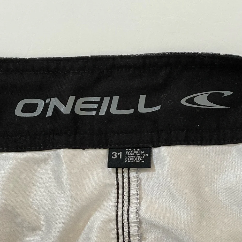 O'Neill Men’s Size 31 Board Shorts Swim Trunks Blue/Black Dots/Stripes